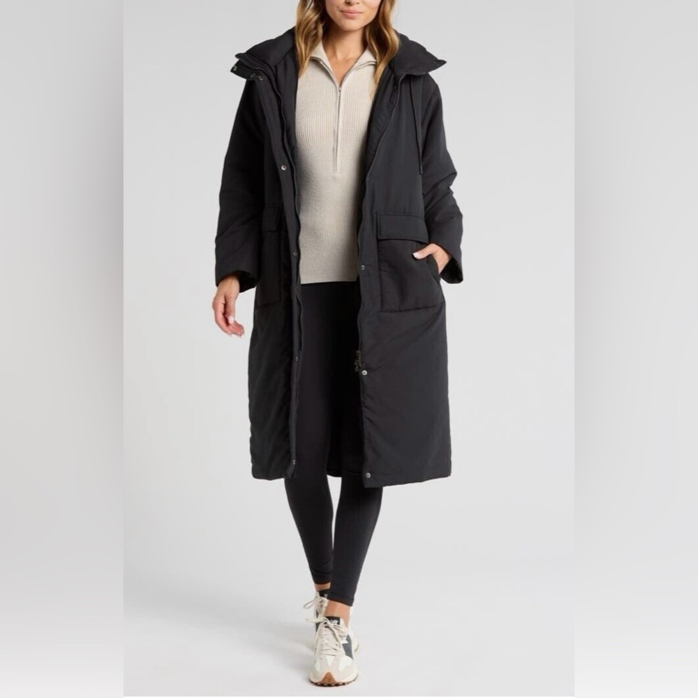 NWOT Zella Duvet Insulated Coat in Black Size M $169